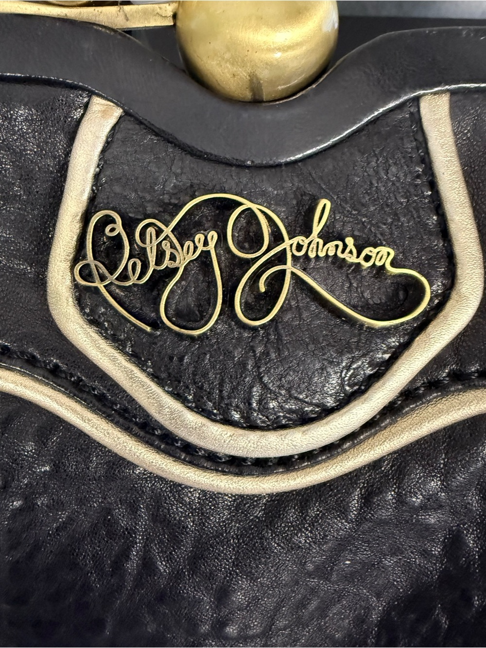 Vintage Betsy Johnson Kiss-lock leather Runway Clutch. Black leather Rare Y2K - Picture 12 of 13